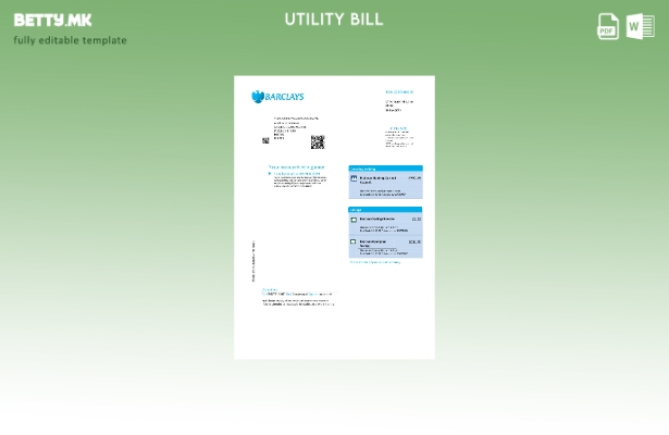 Модерен стил шаблон за комунални сметки во Обединетото Кралство Barclays